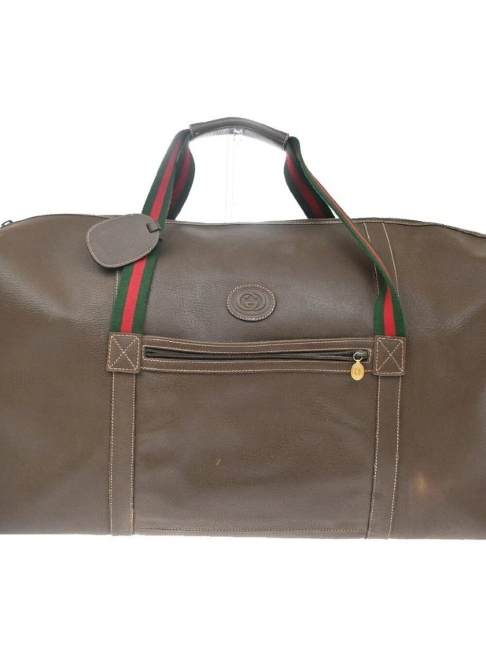 GUCCI GG Logo Sherry Travel Hand Bag Leather Brown GHW Italy 62YJ333